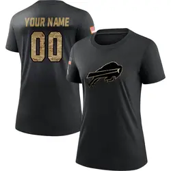 Custom Buffalo Bills Women's Black 2020 Salute To Service Performance T-Shirt