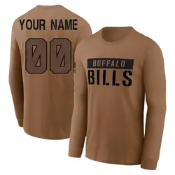 Custom Buffalo Bills Youth Brown 2023 Salute To Service Long Sleeve T-Shirt