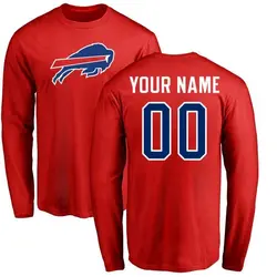 Custom Buffalo Bills Youth Red Name & Number Logo Long Sleeve T-Shirt -